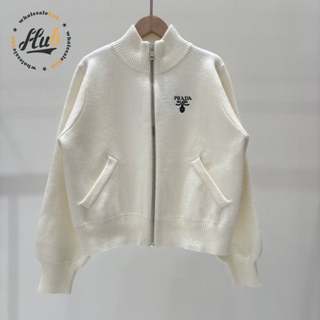 Prada Turtleneck Zip-up Wool Coat