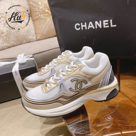 Chanel CC Runner Gold Laminate Sneaker