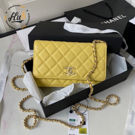 Chanel Classic Wallet On Chain Patent Lambskin & Gold-Tone Metal Yellow
