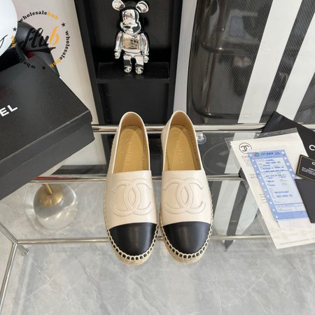 Chanel Lambskin Espadrilles 37 White Black Size 35-40