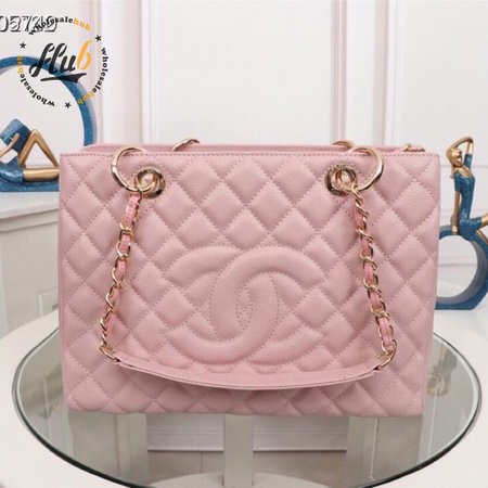 Chanel Pink Quilted Caviar Timeless CC Tote Bag
