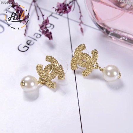 Chanel Resin and Strass Metal Earrings Gold/Transparent