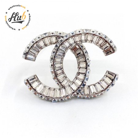 Chanel Strass CC Brooch Silver