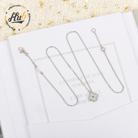 Van Cleef & Arpels 18k White Gold Diamond Pure Alhambra Necklace