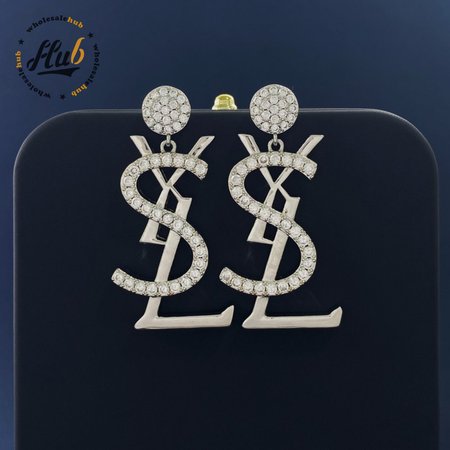 Yves Saint Laurent Ysl Vintage Diamante Logo Dangling