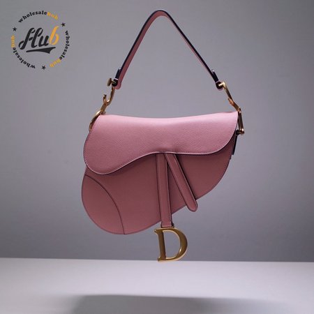 Dior Saddle Bag With Strap Blush Grained Calfskin