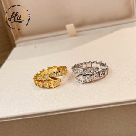 Bulgari Full Diamond Snake Bone Ring