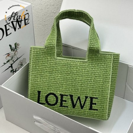 Small LOEWE Font Tote in Raffia