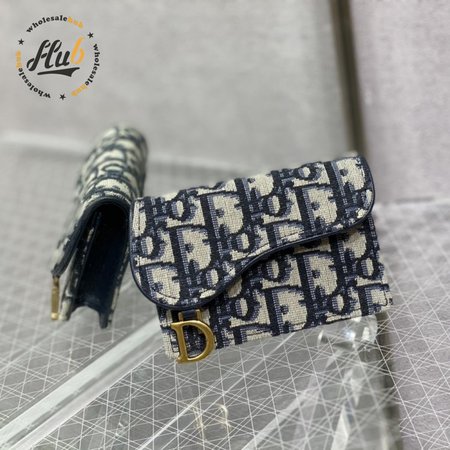 Dior Oblique Saddle Lotus Wallet Blue