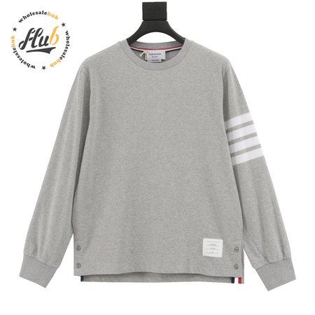 Thom Browne L/S Rugby Tee - Light Grey