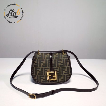 Fendi C Mon Small Brown FF Jacquard Fabric Bag