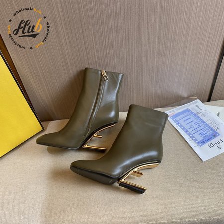 Fendi First Black Nappa Leather High Heel Ankle Boots