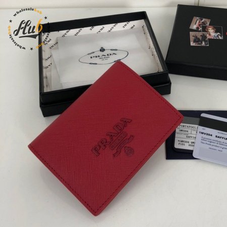 Prada Small Saffiano Leather Wallet Red 1MV204