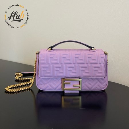 Fendi Baguette Chain Midi Lilac Nappa Leather Bag Purple 8BR793AH9CF1HO5
