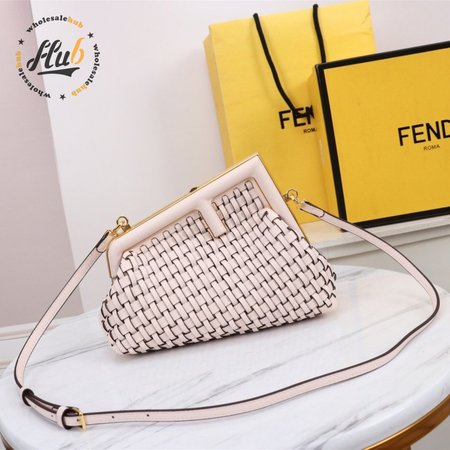 Fendi First Small Pink Braided Leather Bag