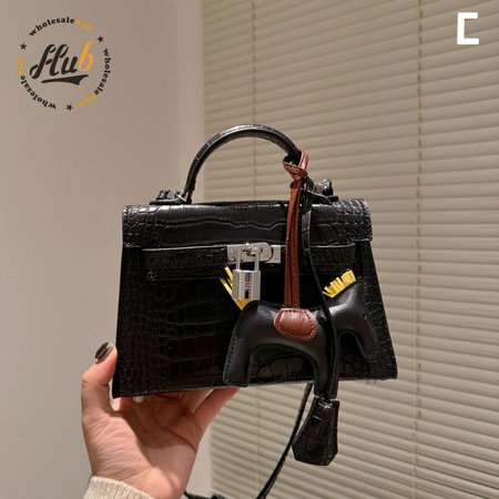 Hermes Mini Kelly 20 II Black Shiny Alligator