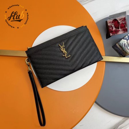 Saint Laurent Cassandre Matelasse Large Bill Pouch In Quilted Black