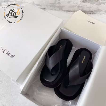 The Row Ginza Suede Sandals Black