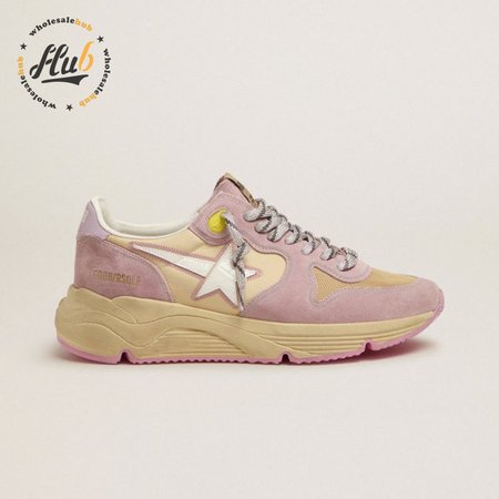Pastel Pink Running Sole Sneakers With White Star