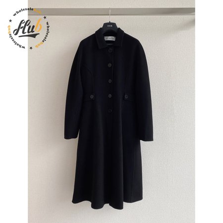 Dior Single-Breasted Long Double-Faced Cashmere Coat Black