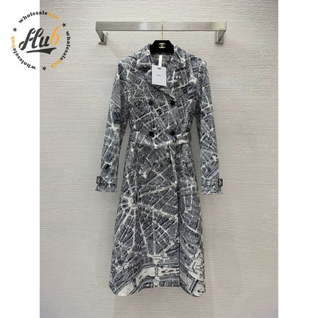 Dior Trench Coat White And Black Technical Taffeta With Plan De Paris Motif