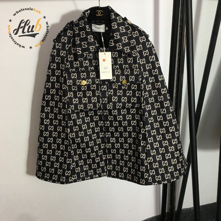 Gucci Double G Letter Print Woolen Cape Coat