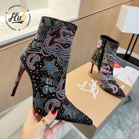 Christian Louboutin So Kate Starlight Red Sole Booties In Blackmulti