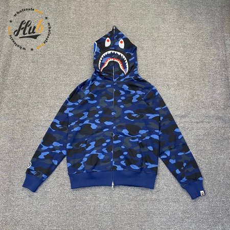 BAPE 1st Camo Jersey Shark Full Zip Hoodie S-2XL
