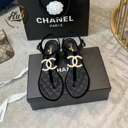 Chanel Lambskin Sandal Black Metal 35-39